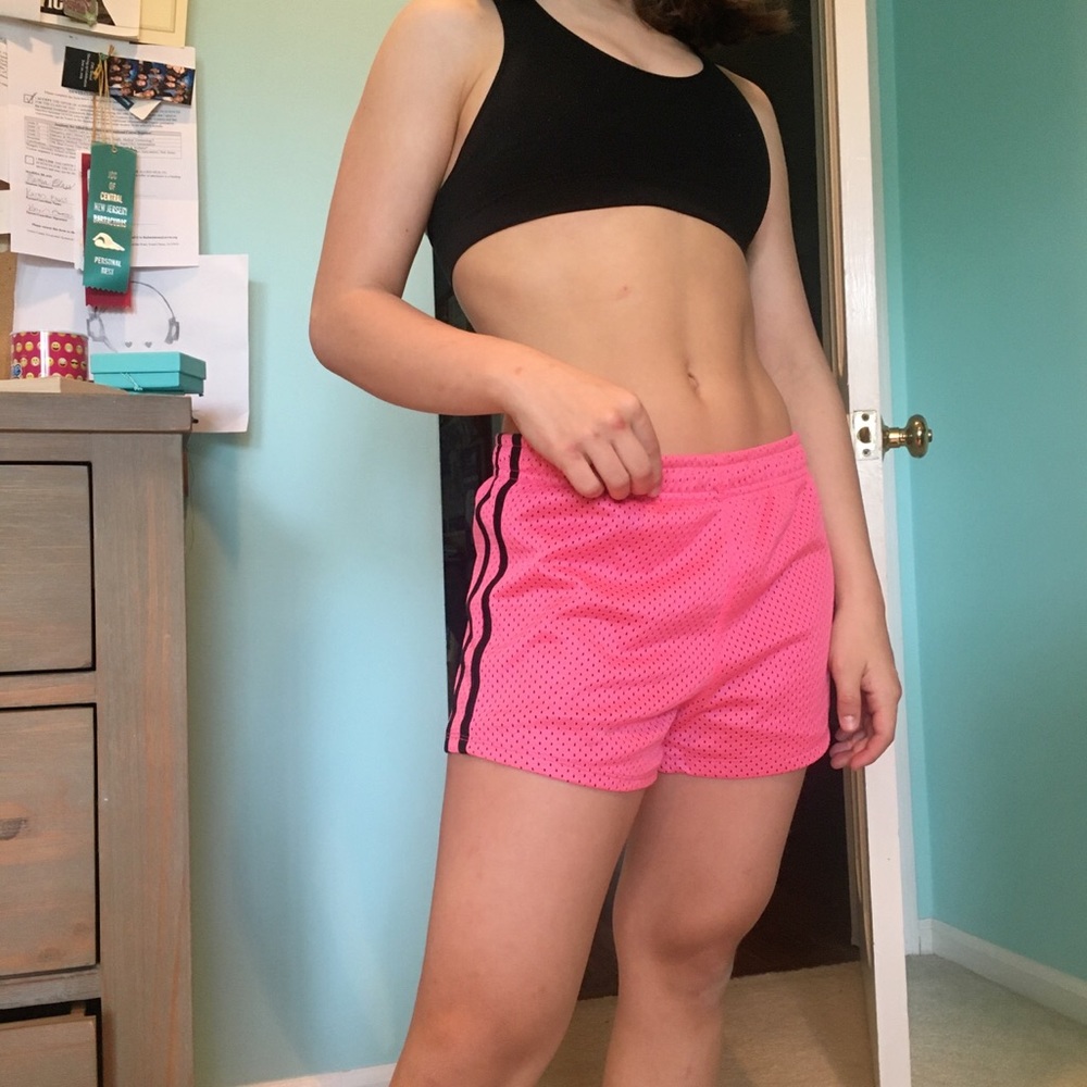sooo cute pink dri fit exercise shorts!